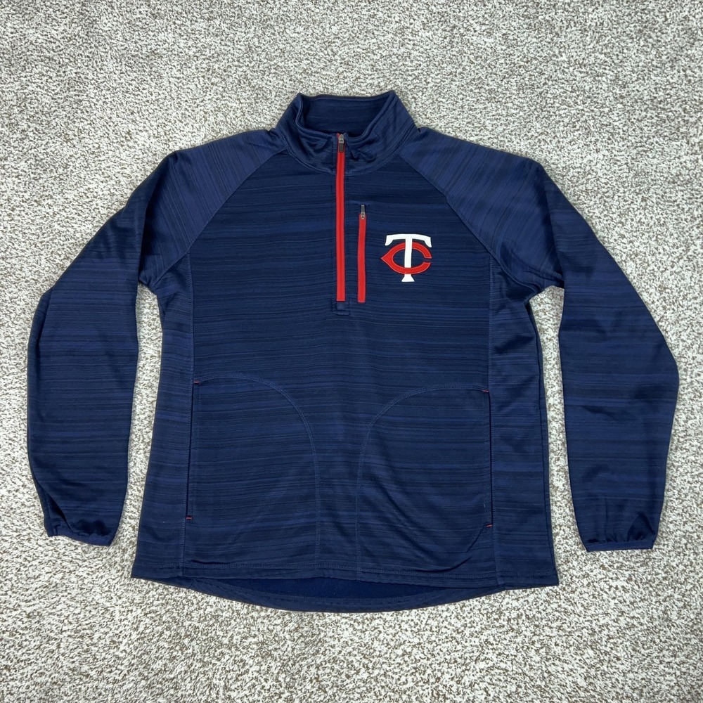 Minnesota Twins Pullover Mens XL Navy MLB Baseball 1/4‎ Zip Jacket Carl Banks